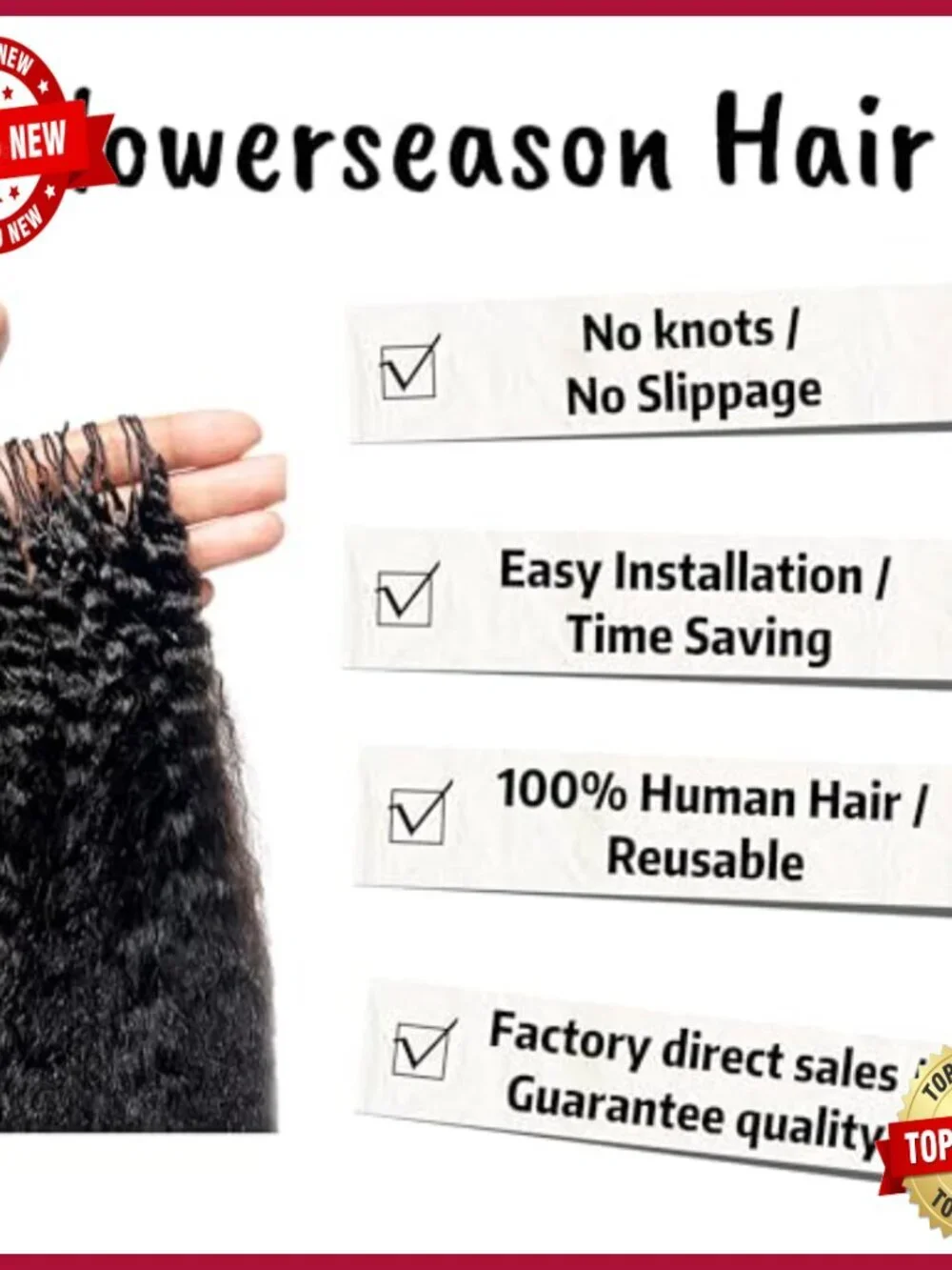 18 Inch Human Hair Crochet Extensions Knotless Pre-Separated 120g